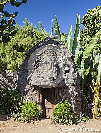 Elephant head like traditional Dorze house. Hayzo village, Omo V Stock Photo