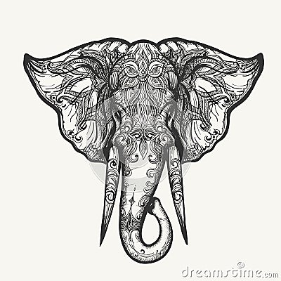 Elephant Head Zentangle Illustration Cartoon Illustration