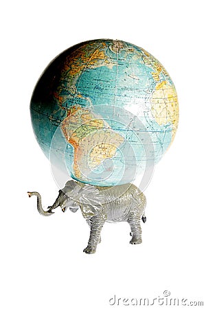 Elephant holding earth Stock Photo