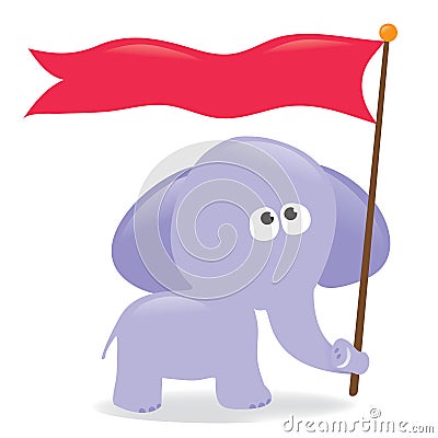 Elephant holding flag/sign Vector Illustration