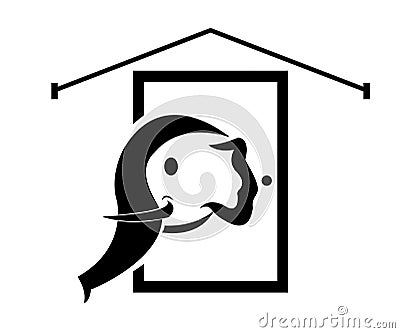 Elephant house vector logo design Vector Illustration