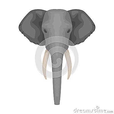 Elephant icon in cartoon style on white background. Realistic animals symbol stock vector illustration. Vector Illustration