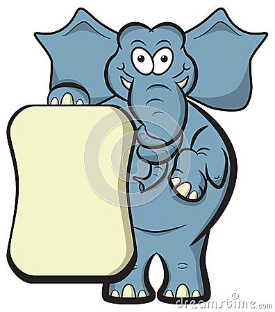 Elephant illustration blank placard. Vector Illustration