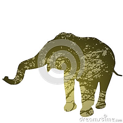 Elephant isolated Silhouette, natural green background. Vector Vector Illustration