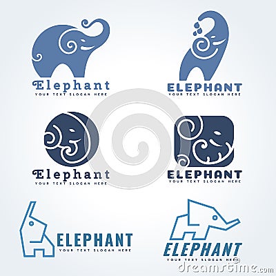 Elephant logo sign vector illustration set design Vector Illustration