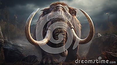 Mammoth: Hyper-realistic Game With Mastodon And Scorpion Tail Stock Photo