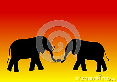 Elephant love Vector Illustration