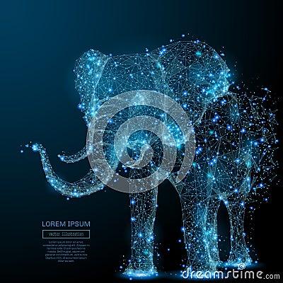 Elephant low poly blue Vector Illustration