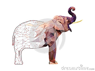 Elephant Low poly multicolored,Geometric pattern design, eps10 vector Stock Photo