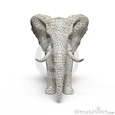 Elephant Made Of Stone In White Background Stock Photo