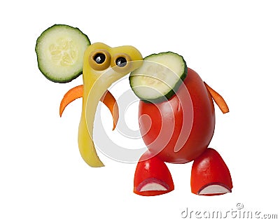 Elephant made of tomato, pepper and cucumber Stock Photo