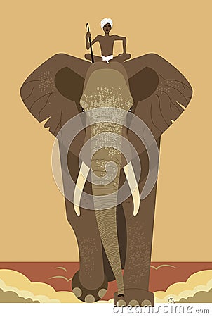 Elephant and mahout Vector Illustration