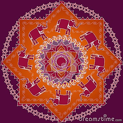 Elephant Mandala Vector Illustration