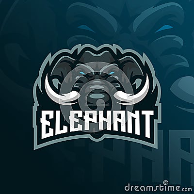 Elephant mascot logo design vector with modern illustration concept style for badge, emblem and tshirt printing. angry elephant Vector Illustration