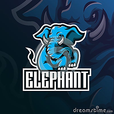 Elephant mascot logo design vector with modern illustration concept style for badge, emblem and tshirt printing. angry elephant Vector Illustration