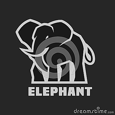 Elephant. Monochrome logo. Vector Illustration