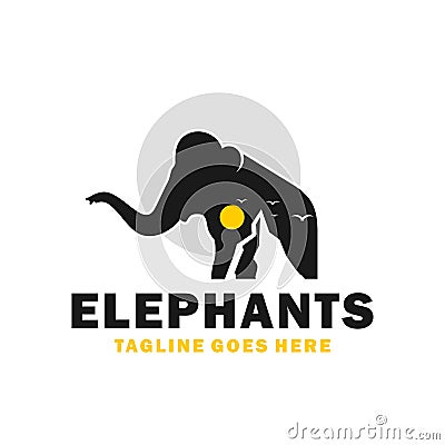 elephant mountain vector illustration logo Vector Illustration