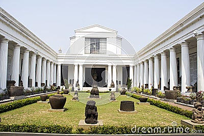 Elephant Museum courtyard contains various statues of Hindu and Buddhist relics. Editorial Stock Photo