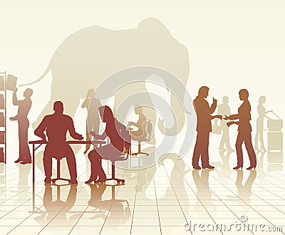 Elephant in the office Vector Illustration
