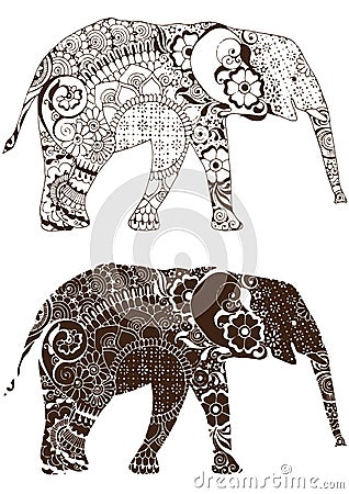 Elephant with oriental patterns Vector Illustration