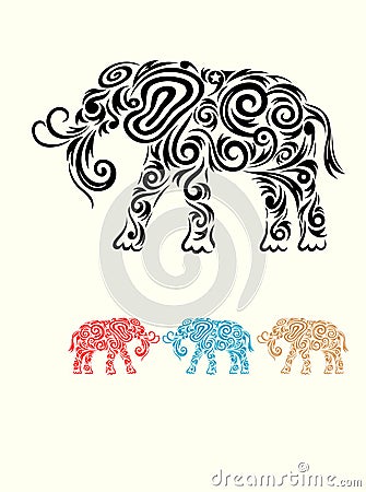 Elephant ornament Vector Illustration