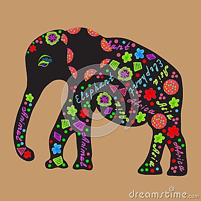 Elephant painted markers, bright illustration f Vector Illustration