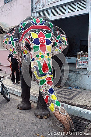 Elephant painted for Rathyatra-Ahmedabad Editorial Stock Photo