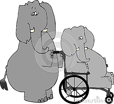 Elephant Rehab Cartoon Illustration