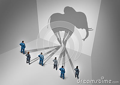 Elephant In The Room Concept Cartoon Illustration