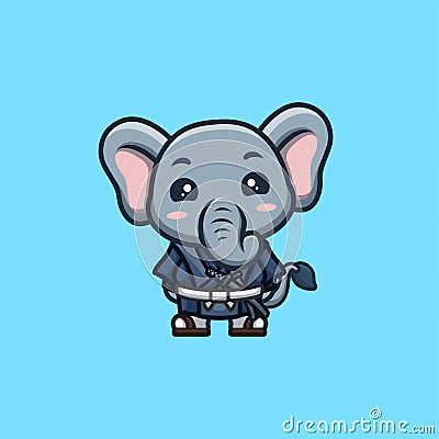 Elephant Samurai Cute Creative Kawaii Cartoon Stock Photo