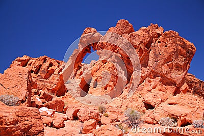 The Elephant shape rock in a full sunny day in the Valley of Fire State Park Stock Photo