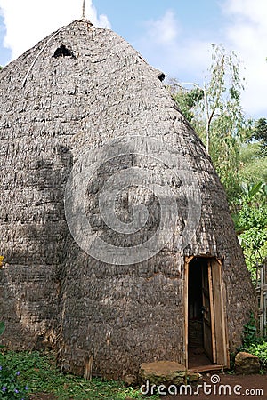 Elephant shaped bamboo hut belonging to the Dorze tribe in Ethiopia Stock Photo