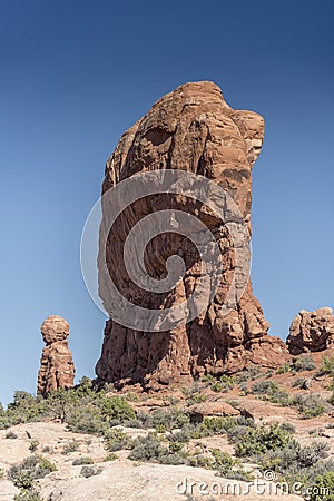 Elephant shaped rock formation Arches National Park Moab Utah. Stock Photo
