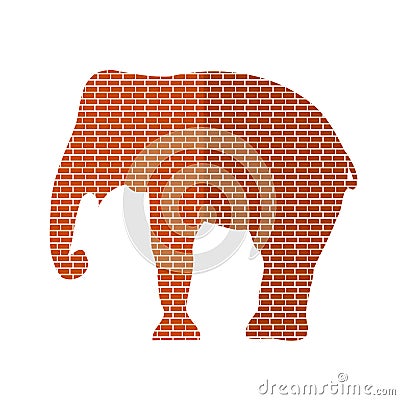 Elephant Silhouette. Brick wall design. Vector illustration Cartoon Illustration