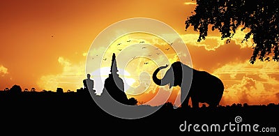 Elephant silhouette in Thailand Stock Photo