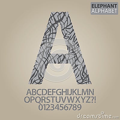 Elephant Skin Alphabet and Numbers Vector Vector Illustration