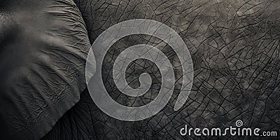 Elephant Skin Texture, Old African Animal Wrinkled Background. Fauna Pattern. Grey Natural Leather. AI generated. Stock Photo