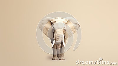 Minimalistic Ivory Elephant: A Distinctive Character Design In Mike Campau Style Stock Photo