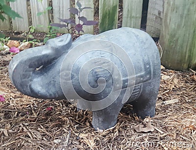 Elephant statue in lovely garden in Clinton, Gladstone, QLD Stock Photo