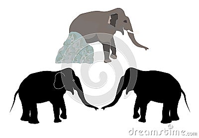 Elephant with stone Vector Illustration