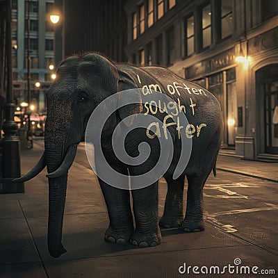 An elephant on the street of New York, AI generated Stock Photo