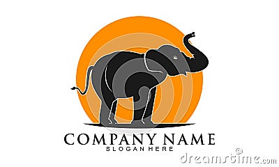 Elephant and sun vector logo Vector Illustration