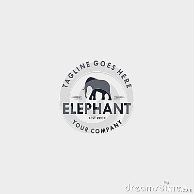 Elephant vintage logo design template. Design elements for logo, label, emblem, sign. Vector illustration - Vector Vector Illustration