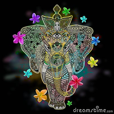 Elephant Zentangle Doodle Art Stock Photo