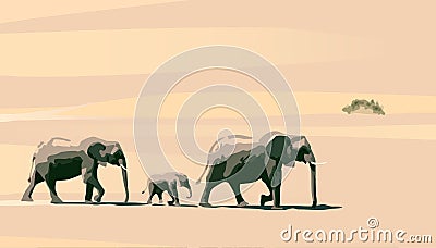 Elephants Vector Illustration