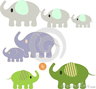 Elephants Illustaions Cartoon Illustration