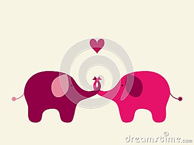 Elephants' love Vector Illustration