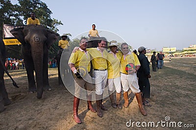 Elephants polo game, at Thakurdwara, Bardia, Nepal Editorial Stock Photo