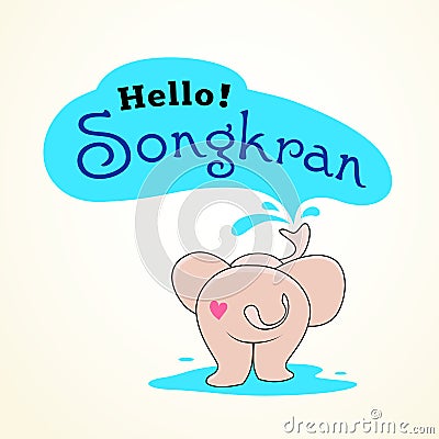 Elephants spray water in songkran festival of thailand Vector Illustration