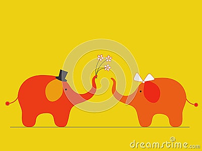 Elephants' wedding Vector Illustration